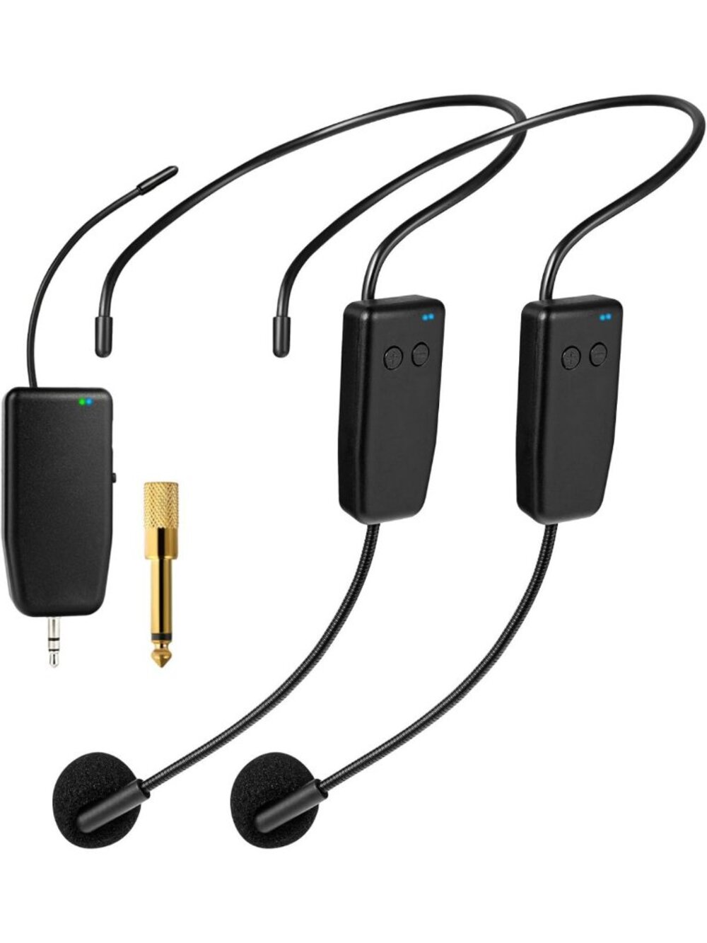 Dual Wireless Microphone System for 2, 160ft Range, Headset Mics for Karaoke